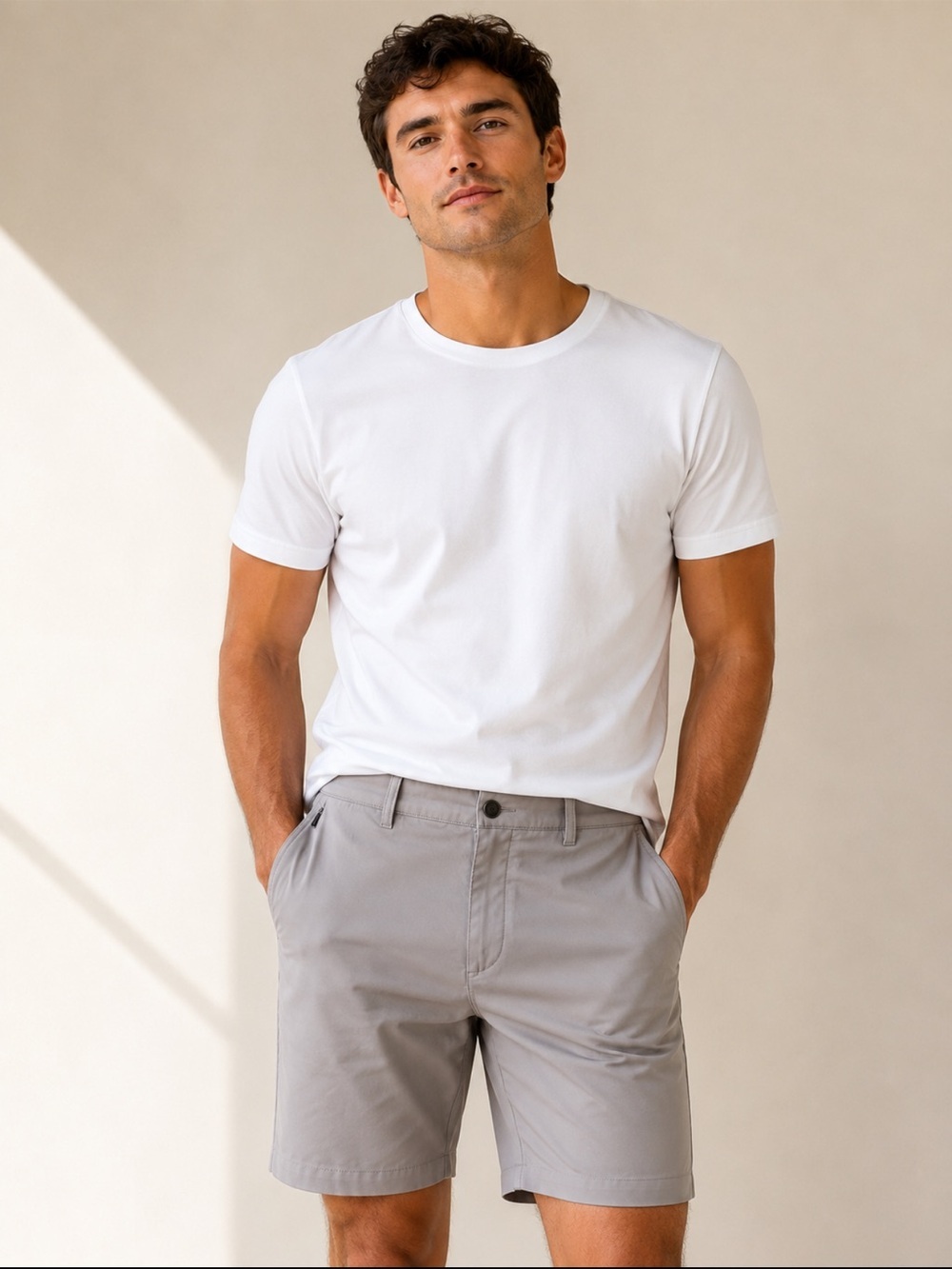 Kirkland Signature Men's Light Gray Flat-Front Shorts